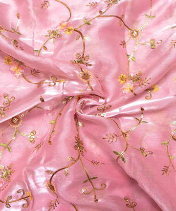 Light Pink Colour Jimmy Choo Organza Embroidery Fabric